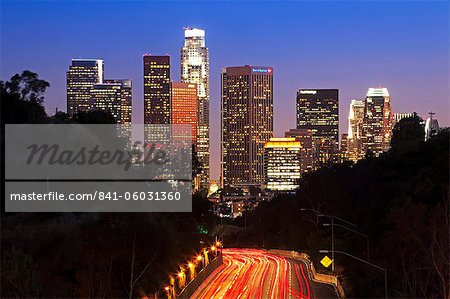 Pasadena Freeway (CA Highway 110) leading to Downtown Los Angeles, California, United States of America, North America