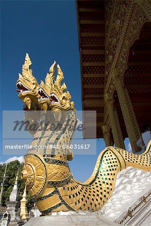 Têtes de Naga, Wat Nong, Luang Prabang, Laos, Indochine, Asie du sud-est, Asie