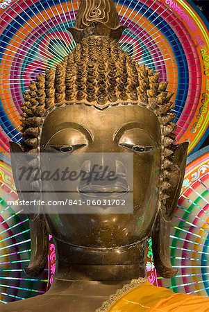 Kopf einer Statue des Buddha, Wat Ong Teu, Vientiane, Laos, Indochina, Südostasien, Asien