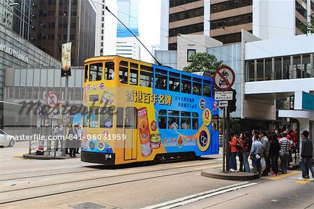 Tram in Central, Hong Kong Island, Hong Kong, China, Asia