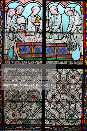 Glasmalerei, Sainte Genevieve des Leben, Kloster Notre-Dame de Paris Kathedrale, Paris, Frankreich, Europa