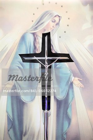 Crucifix and Mary, Paris, France, Europe Crucifix and Mary, Paris, France, Europe