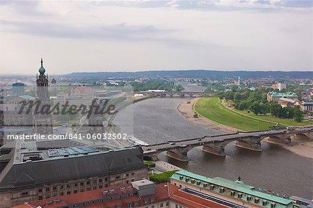 Vue sur Dresde et la rivière Elbe, Saxe, Allemagne, Europe