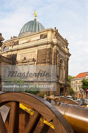 Old cannon in front of the Cathedral, Dresden, Saxony, Germany, Europe