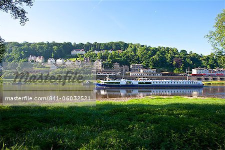 Cruise ship floating along the River Elbe, Saxony, Germany, Europe