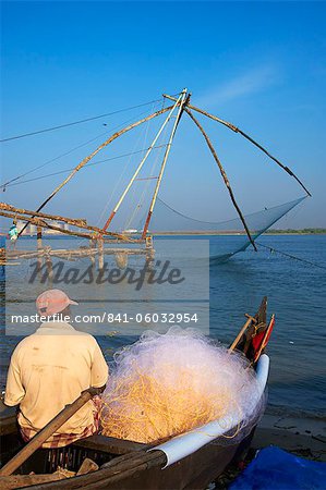 Chinese fishing nets, Cochin, Kerala, India, Asia