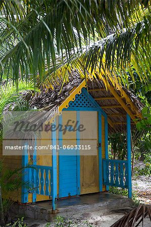 Cabane colorée, l'île de Saona, République dominicaine, Antilles, Caraïbes, Amérique centrale