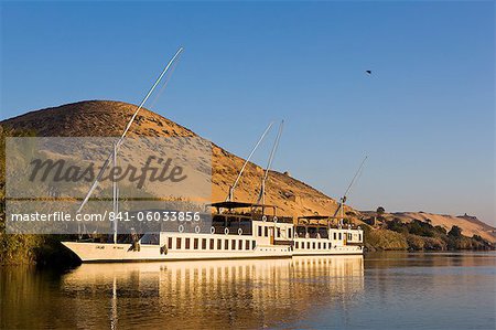 Dahabiyas moored on the River Nile at Aswan, Egypt, North Africa, Africa