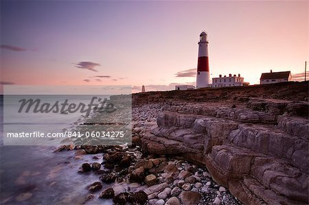 Phare de Portland Bill au coucher du soleil, Dorset, Angleterre, Royaume-Uni, Europe