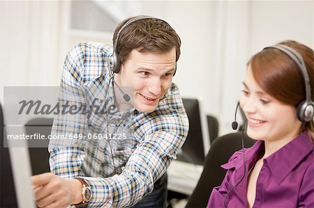 Business people working in headsets