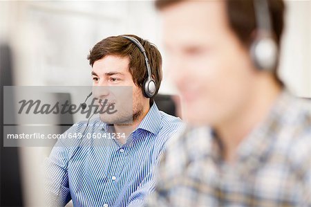 Businessman working in headset