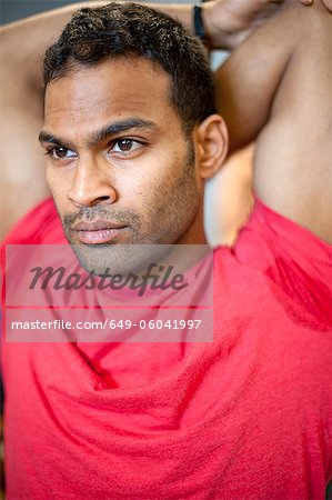 Man stretching on spin machine