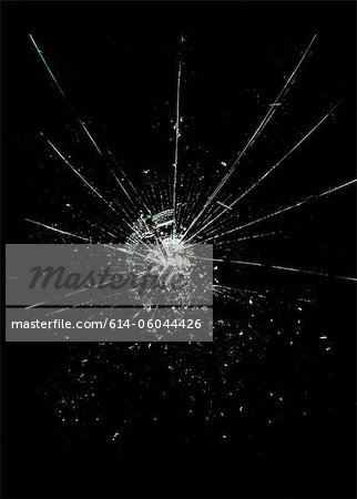 Smashed glass with black background