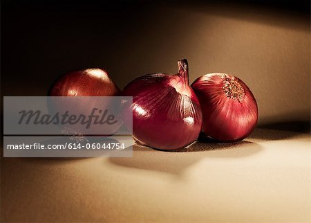 Three red onions