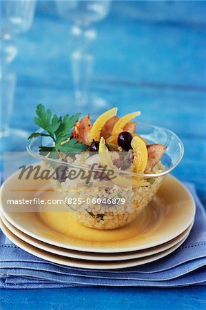 Quinoa,chicken,olive and confit citrus salad