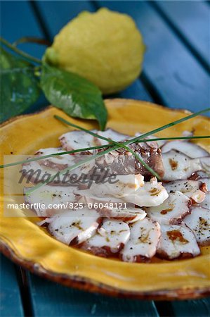 Octopus Carpaccio with balsamic vinegar dressing