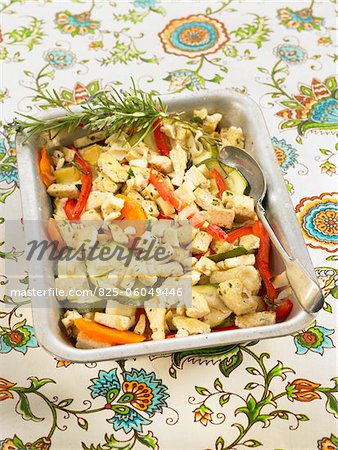 Oven-baked tofu and vegetables