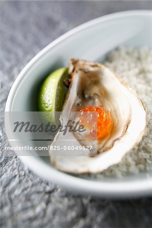 Oyster with salmon roe