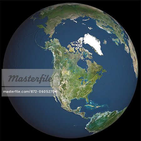 Satellite View of World Globe featuring North America