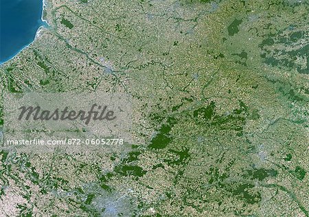 Région de Picardie, France, True Image Satellite de la couleur. Région de Picardie, France, image satellite couleur vraie. Cette image a été compilée à partir de données acquises par les satellites LANDSAT 5 & 7.