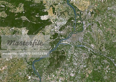 Avignon, France, True Colour Satellite Image. Avignon, France. True colour satellite image of the city of Avignon. Composite of 2 images, taken on 21 July 2001 and 22 June 2002, by LANDSAT 7.