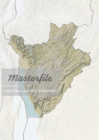 Burundi, carte de Relief avec bordure et masque Burundi, carte de Relief avec bordure et masque