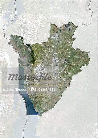 Burundi, True Colour Satellite Image With Border and Mask