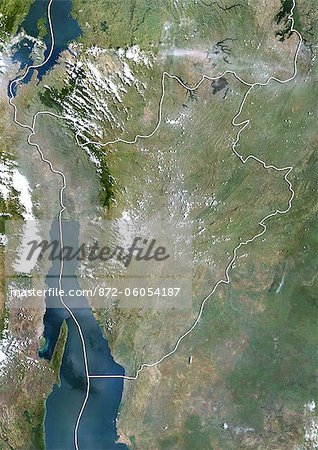 Burundi, Image Satellite couleur vraie avec bordure