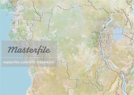 République démocratique du Congo, carte de Relief avec bordure République démocratique du Congo, carte de Relief avec bordure