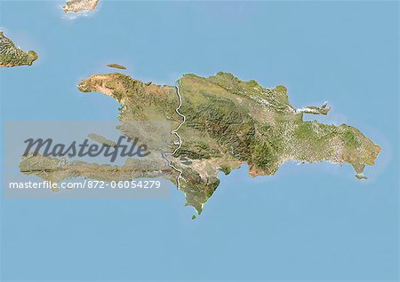 République dominicaine et Haïti, Image Satellite avec effet de relief, avec bordure République dominicaine et Haïti, Image Satellite avec effet de relief, avec bordure