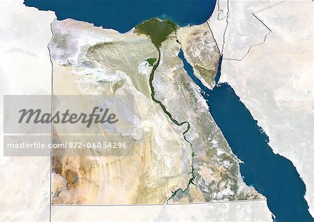 Egypte, True Image couleur Satellite avec bordure et masque