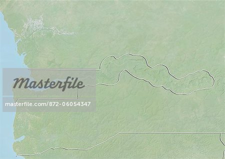 Gambie, carte de Relief avec bordure