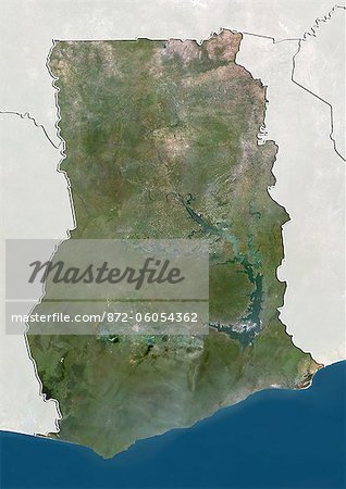 Ghana, True Colour Satellite Image With Border and Mask Ghana, True Colour Satellite Image With Border and Mask