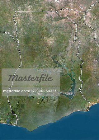 Ghana, True-Color-Satellitenbild mit Rand