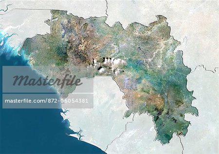 Guinée, True Image couleur Satellite avec bordure et masque Guinée, True Image couleur Satellite avec bordure et masque