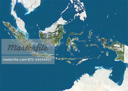 Indonesia, True Colour Satellite Image With Border and Mask Indonesia, True Colour Satellite Image With Border and Mask