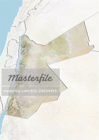 Jordanie, carte de Relief avec bordure et masque Jordanie, carte de Relief avec bordure et masque