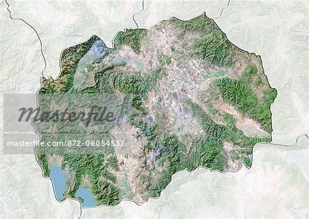 Macedonia, Satellite Image With Bump Effect, With Border and Mask