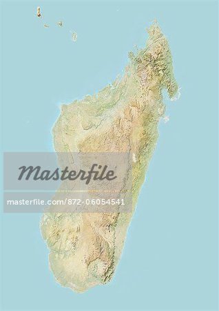 Madagascar, Relief Map With Border