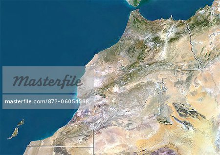 Morocco, True Colour Satellite Image With Border