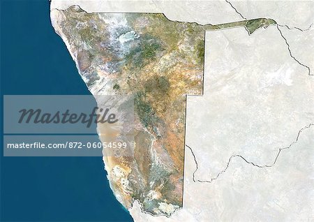 Namibie, True Image couleur Satellite avec bordure et masque