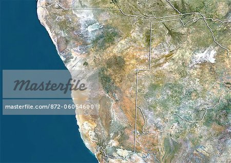 Namibie, Image Satellite couleur vraie avec bordure Namibie, Image Satellite couleur vraie avec bordure