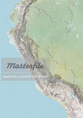 Peru, Relief Map With Border