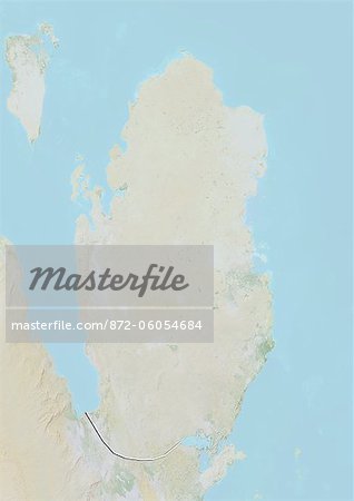 Qatar, Relief Map With Border