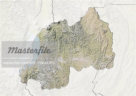 Rwanda, carte de Relief avec bordure et masque Rwanda, carte de Relief avec bordure et masque