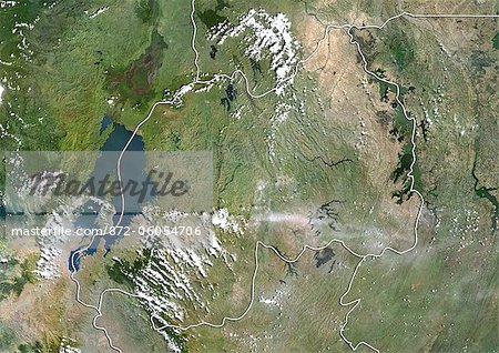 Rwanda, Image Satellite couleur vraie avec bordure