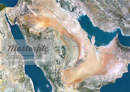 Arabie saoudite, Image Satellite couleur vraie avec bordure Arabie saoudite, Image Satellite couleur vraie avec bordure