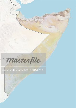 Somalie, carte de Relief avec bordure et masque Somalie, carte de Relief avec bordure et masque
