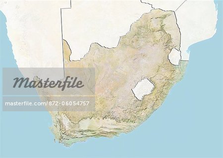 Afrique du Sud, carte de Relief avec bordure et masque Afrique du Sud, carte de Relief avec bordure et masque