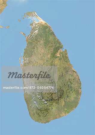 Sri Lanka, Satellite Image With Bump Effect